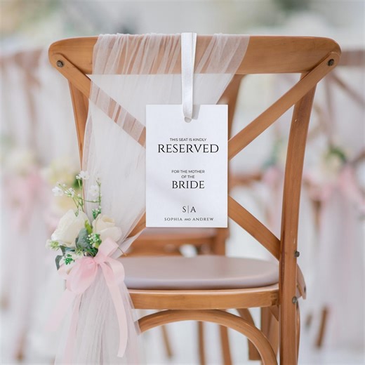 Wedding Reserved Seat Sign Template, 4x6 Minimalist Monogram Chair Reserved Card, Editable Printable Canva - Etsy Canada