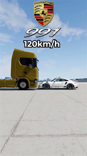 Porsche 991 vs Truck | Different speeds