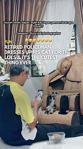 the cat is serving lewks ✨ A Malaysian daughter left the Internet in stitches after uploading a video of her dad carefully dressing up their family cat, Abang Boboy, in a massage chair for a photo. Dayah’s dad can be seen smiling while complimenting the well-behaved feline, “Aren’t you handsome?“, before snapping a photo on his phone to be sent on WhatsApp. The video garnered over 3.8 million views, with netizens laughing at Dayah’s dad’s adorable shenanigans and the cat’s expression. Dayah shar