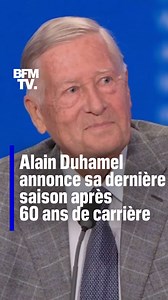 53K views · 606 reactions |  "C'est la dernière classe" Alain Duhamel, journaliste politique, annonce sa dernière saison sur BFMTV après 60 ans de carrière #AlainDuhamel #Politique #BFMTV #BFM | BFMTV | Facebook
