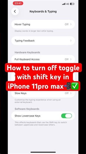 How to turn off toggle with shift key in iPhone 11pro max📲✅ #iphone #11promax #keyboard #shiftkey