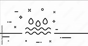 Water drops. Liquid, clean, drinking, drink, hygiene, environment, ecology, rain. Nature concept. One line drawing animation. Motion design. Animated technology logo. Video 4K