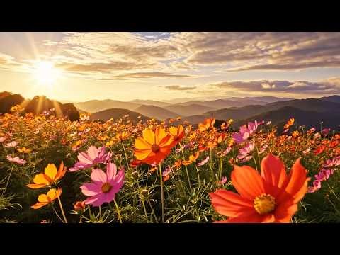 Golden Spring Meadow in Bloom HD | Rolling Flower Fields Ambient Nature Scenery for Relaxation
