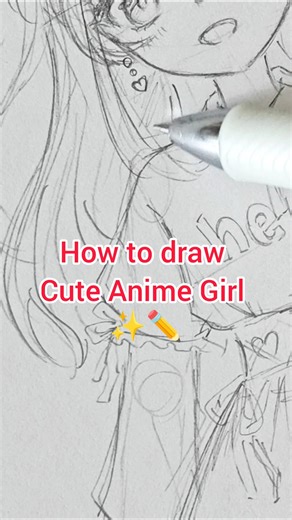 How to draw Cute Anime Girl ✏️✨ #drawing #tutorial #howtodraw #sketching #fypシ #animegirl