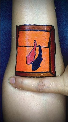 Tried To Draw 3d fish in Box Tattoo on Hand by floating pen art sticker #shorts #tattoo #art