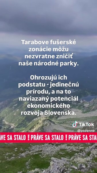 Ak Taraba neprerobí zonácie nezvratne zničí slovenské národné parky | Progresívne Slovensko