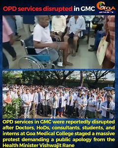 113K views · 1.1K reactions | OPD services in GMC were reportedly disrupted after Doctors, HoDs, consultants, students, and interns at Goa Medical College staged a massive protest demanding a public apology from the Health Minister Vishwajit Rane . . . #Goa #GoaNews #OPD #GMC | In Goa 24x7 | Facebook