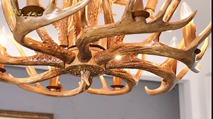 Farmhouse Antler Chandelier, Large Rustic Antler Chandeliers Deer Horn Antler Hanging Light Fixture for Dining Room, Living Room, and Bar Coffee(8+4Lights+3 arms)