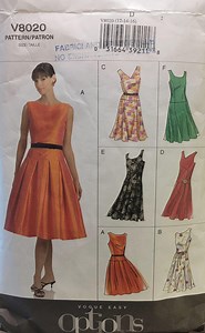 Vintage Vogue V8020 Sewing Pattern – Flared Dress With Belt, Easy Options, Size 12 14 16 PRE-CUT COMPLETE - Etsy