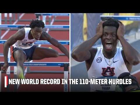 WORLD RECORD 🤯 Auburn's Ja'Kobe Tharp runs a 12.75 in the 110-meter hurdles 💨 | ESPN