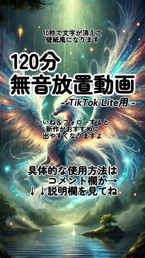 【活用方法】＜無音：006＞ ■180分再生消化手順 ①シェアからブラウザを選択。 ②ブラウザからTikTokLiteに戻る。 ③プロフから別の動画を再生し①②を行う。 ④画面をスワイプし一つ前の動画に戻る。 ⑤ミュートを解除し、画面長押し→「自動スクロール」 ⑥画面長押し→「画面クリア表示」で放置！ ■解説 ・①②を行うと現在のおすすめ表示されている動画の次に任意の動画を差し込むことが出来る。 そのため、おすすめで再生するリストを操作することで放置動画を並べて自動スクロール設定を使って１８０分完全放置でタスクを消化させる事が出来るようになります。 ・再生速度を0.5秒にしても、その動画の分数以上の消化が出来ない。 そのため、再生速度は変えず60分動画をおすすめに3つ並べておくと良いです。 ※不明点あればコメントへ #放置動画 #放置用動画 #無音 #壁紙 #ドラゴン #120分