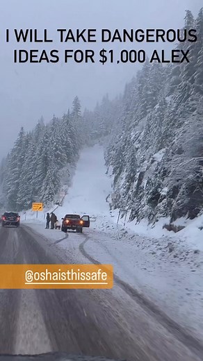 💡”I WILL TAKE DANGEROUS IDEAS FOR $1,000 ALEX” • 🚚DO NOT BLOCK RUNAWAY TRUCK RAMPS - OR linger around the Vehicle in Adverse Weather Conditions • ↘️WHEN Driving down a steep Hill, the long Off Ramps to nowhere on the side of the Highway ARE Runaway Escape Ramps - they ARE Designated Emergency Locations that USE Sand, Gravel, AND/OR Wire Nets to Slow a Heavy-Duty Vehicle quickly in the event of Brake Failure, they USE Gravity by quickly forcing the Vehicle up a steep Incline to combat the downw