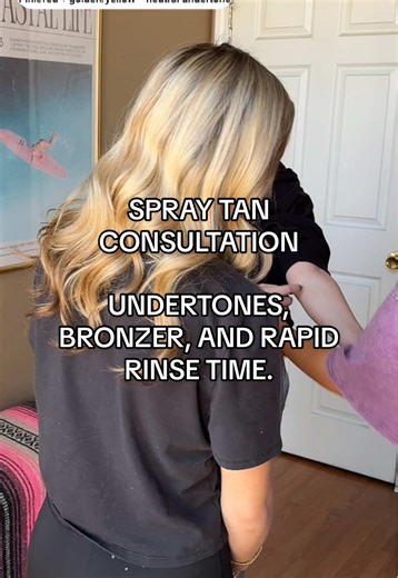 In this spray tan consultation we will go over undertones, skin type, and deciding on a rapid spray tan solution rinse time. ✨ #spraytanartist #undertones #spraytansolution #spraytaneducation #spraytan