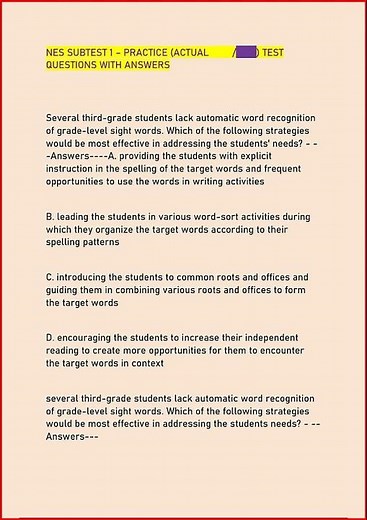 Nes Subtest 1 Practice Actual Test Questions With Answers242 video