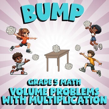 Volume Problems with Multiplication BUMP Math Game - No Prep Grade 5 Review