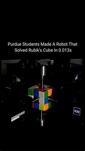 Facts | Business | Tech | Success on Instagram: "Engineering meets lightning speed as Purdue students redefine what’s possible with robotics and programming, building an advanced machine that turns months of precision design, intense testing, and flawless synchronization into a historic moment. Solving a Rubik’s Cube in just 0.103 seconds, this robot moves faster than the human eye can process, proving how powerful innovation becomes when mechanical brilliance, smart sensors, and elite coding co