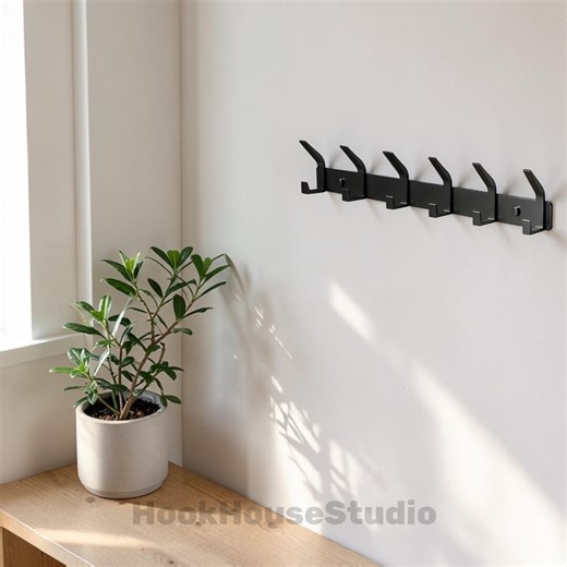 Black Metal Wall Coat Rack With Hooks, J Coat Hooks - Etsy