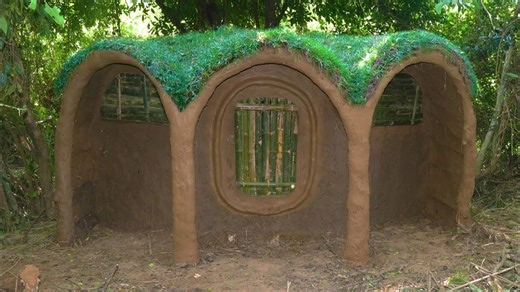 A cozy hobbit house upgraded with bamboo furniture built at minimal cost