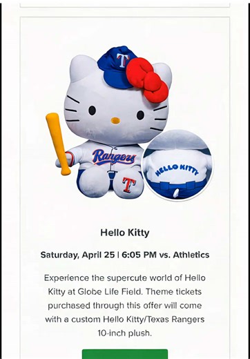 Hello Kitty Night at Texas Rangers: Get Your Plush!