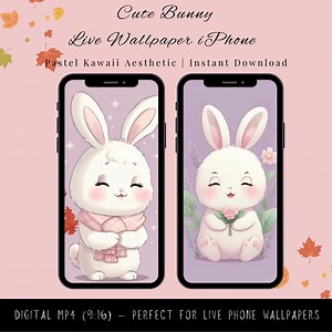 Pastel Bunny iPhone Wallpaper: Kawaii Animated MP4 (digital Download) - Etsy UK