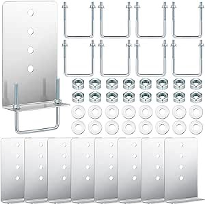 8 Sets Boat Trailer Bunk Bracket Kit 8'' L Type Boat Trailer Bunk Brackets Boat Trailer Parts Accessories Fits 3 x 3'' Cross Member, Silver