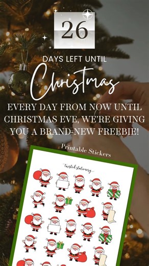 Alissa on Instagram: "🎄 26 Days Until Christmas! 🎅✨ Today’s freebie is full of holiday cheer — a Printable Set of Santa Stickers! Cute, festive, and perfect for planners, journals, scrapbooks, gift tags, and Christmas crafting. Print, cut, and decorate everything with the jolliest Santa designs! 🎁💖 👉 Download today’s freebie — link in bio! #ChristmasCountdown #FreebieADay #TwistedStationery #SantaStickers #PrintableStickers HolidayCrafts PlannerCommunity"