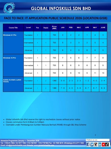 Graphic Design Training Schedule (Face to Face) for January – June 2026 #GLOBALINFOSKILLS #GISBTRAINING #TRAININGSCHEDULE2026 #TRAININGPROVIDER #PENYEDIALATIHAN