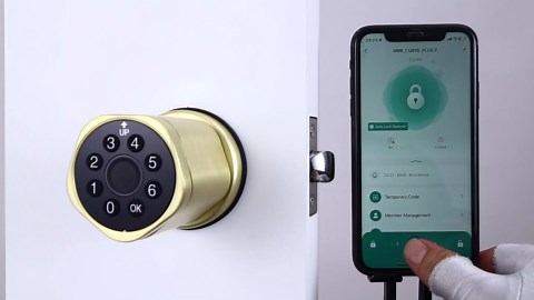 Leydebong 4-in-1 Smart Door Lock with Fingerprint and Keypad - Keyless Entry Electronic Lock with App Control - Easy Installation Smart Door Knob with Code in Gunmetal Gray