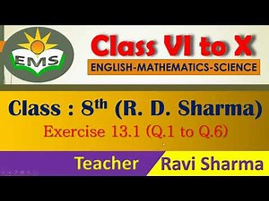 RD Sharma Class 8 Unit 13 Exercise 13.1 from Q.1 to Q.6