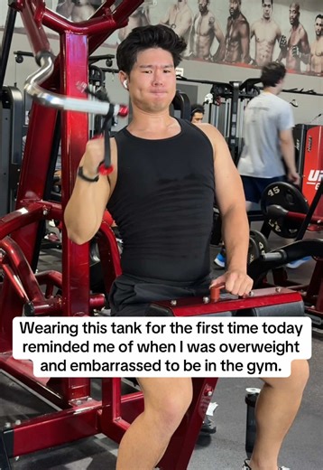 I’m not the leanest right now, and this tank is tighter than the shirts I normally wear. I noticed my lower stomach sticking out a bit, and it brought me right back to when I was overweight 80 pounds heavier. When I first started working out, I was ashamed and embarrassed about how big I was. I thought people were judging me, staring at me, and I was very self-conscious about being there. It’s been 12 years since I started lifting seriously, and you would think that even though I’ve lost over 80
