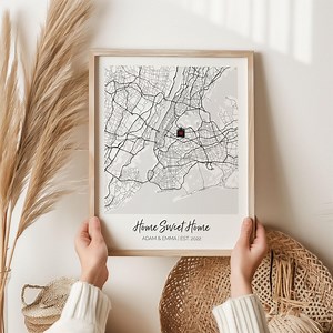 Custom Home Sweet Home Map Print Personalized Housewarming Map Gift First Home Address Map Print Custom New Home Map Wall Art - EB01 - Etsy