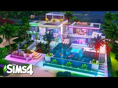 Modern Palm Tree Villa | The Sims4 Stop Motion Build | NoCC |【シムズ４建築】