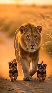 Lion And Yorkshire terrier puppies hunting style Ai Generated #yorkie #yorkielove #yorkiepuppy #yorkshireterrier #yorkiepuppies #AI #lionking | I Love Yorkshire Terrier