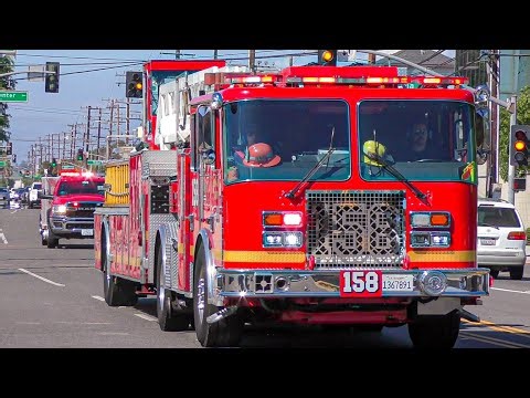 LACoFD Quint 158 & *New* Squad 158 Responding
