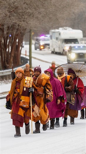 2.2M views · 46K reactions | Undaunted by the winter storm, Buddhist monks continue their Walk for Peace on a quiet, snow-covered Raleigh Boulevard as they head out into Wake County Sunday morning, Jan. 25,2026. : Travis Long See our latest coverage at: https://www.newsobserver.com/news/weather-news/article314432657.html #monkswalkforpeace #WalkForPeace #wakecounty #downtownraleigh #raleigh #trianglenc | The News & Observer | Facebook