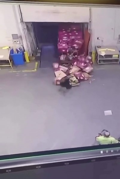 When unloading the pallets off a truck