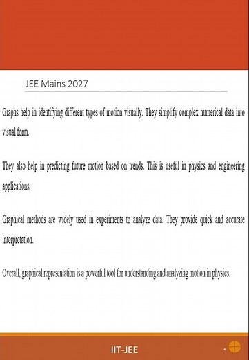 IIT JEE 2027 – Physics Chapter 3 Study Notes Part10 [4. Graphical Representation of Motion]