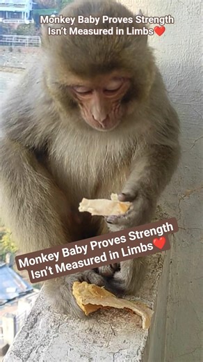 Monkey Baby Proves Strength Isn’t Measured in Limbs❤️#monkey #animals #nature #wildlife#shortsfeed
