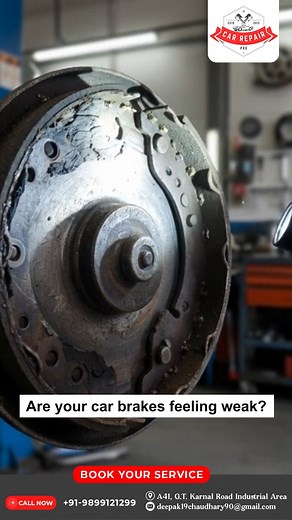 🚗 Are your car brakes feeling weak? Worn-out brake shoes could be the real reason! 🛑 At our workshop, we inspect, clean, level, and perfectly adjust your brake shoes for smooth, safe, and confident braking every time. Don’t wait for an emergency — get your brakes serviced today! 📞 BOOK YOUR SERVICE – CALL NOW 91-9899121299 📍 A41, Q.T. Karnal Road Industrial Area 📧 deepak19chaudhary90@gmail.com . . . #BrakeService #CarMaintenance #SafeDriving #BrakeShoes #CarCare #AutoWorkshop #CarRepair #Ca