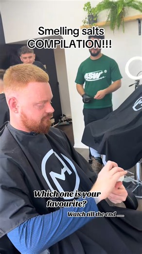 28K views · 597 reactions | Smelling salts compilation video PART 1!! Which reaction did you prefer #barber #barbershop #pranks #challenge #free #trim #smelling #smellingsalts #reaction #comdey #haircut | Mitchyandmatty | Facebook