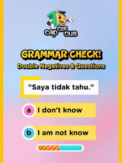 Kuis Bahasa Inggris: Pilihan Benar untuk 'I don't know', 'She doesn't like', 'Not yet'