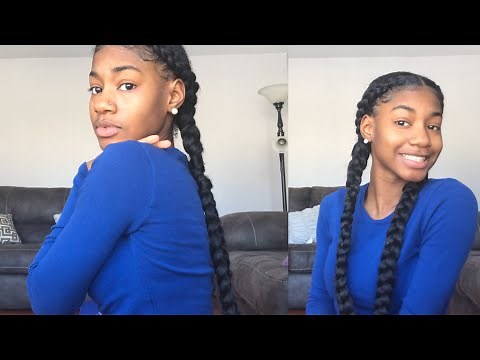 How to: Two Braids With Braiding Hair Tutorial | Protective Style