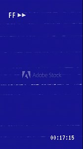 Vertical VHS video tape FF Fast Forward Overlay on Blue Background. 4K Video