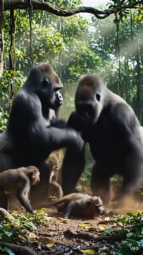 Gorila monkey fights #monkey #monkeybanana #gorila & monkey