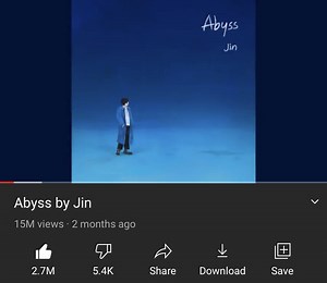 "Abyss" by Jin becomes the 3rd most-liked audio on YouTube by a Korean artist