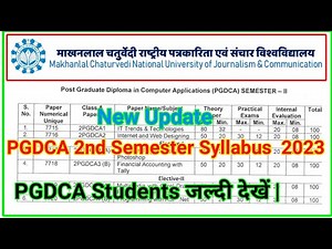 PGDCA 2nd Semester Syllabus 2023 | MakhanLal Chaturvedi University pgdca Syllabus 2023 |