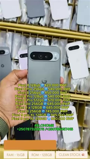 🔥Get any Google Pixel you want at wholesale prices from #ELOHOME — even if you’re buying just one! 📞 250787320675 Available in ELOHOME shop _______________________ Pixle 4a 128gb 🌀 190,000 RWF Pixel 4a 5g 128gb🌀 200,000 RWF Pixel 5 128gb🌀 210,000 RWF Pixle 6a 128gb🌀 240,000 RWF Pixle 6 128gb🌀 270,000 RWF Pixel 7a 128gb🌀250,000 RWF Pixel 7 128gb🌀280,000 RWF Pixel 7 256gb🌀310,000 RWF Pixel 7 Pro 128gb🌀 410,000 RWF Pixel 7 Pro 128gb🌀 440,000 RWF Pixel 7 Pro 256gb(new)🌀 530,000 RWF Pixe