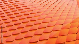Orange roof tiles create a captivating repetition. Perfect for backgrounds, textures, interior design, architectural concepts, and colorful pattern inspiration.
