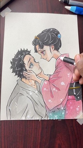 How to draw akaza and koyuki #creativeart #howtodraw #アニメ