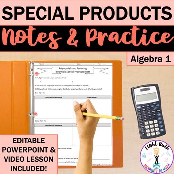 Multiplying Binomials Special Products Guided Notes, Worksheet, & Video Lesson